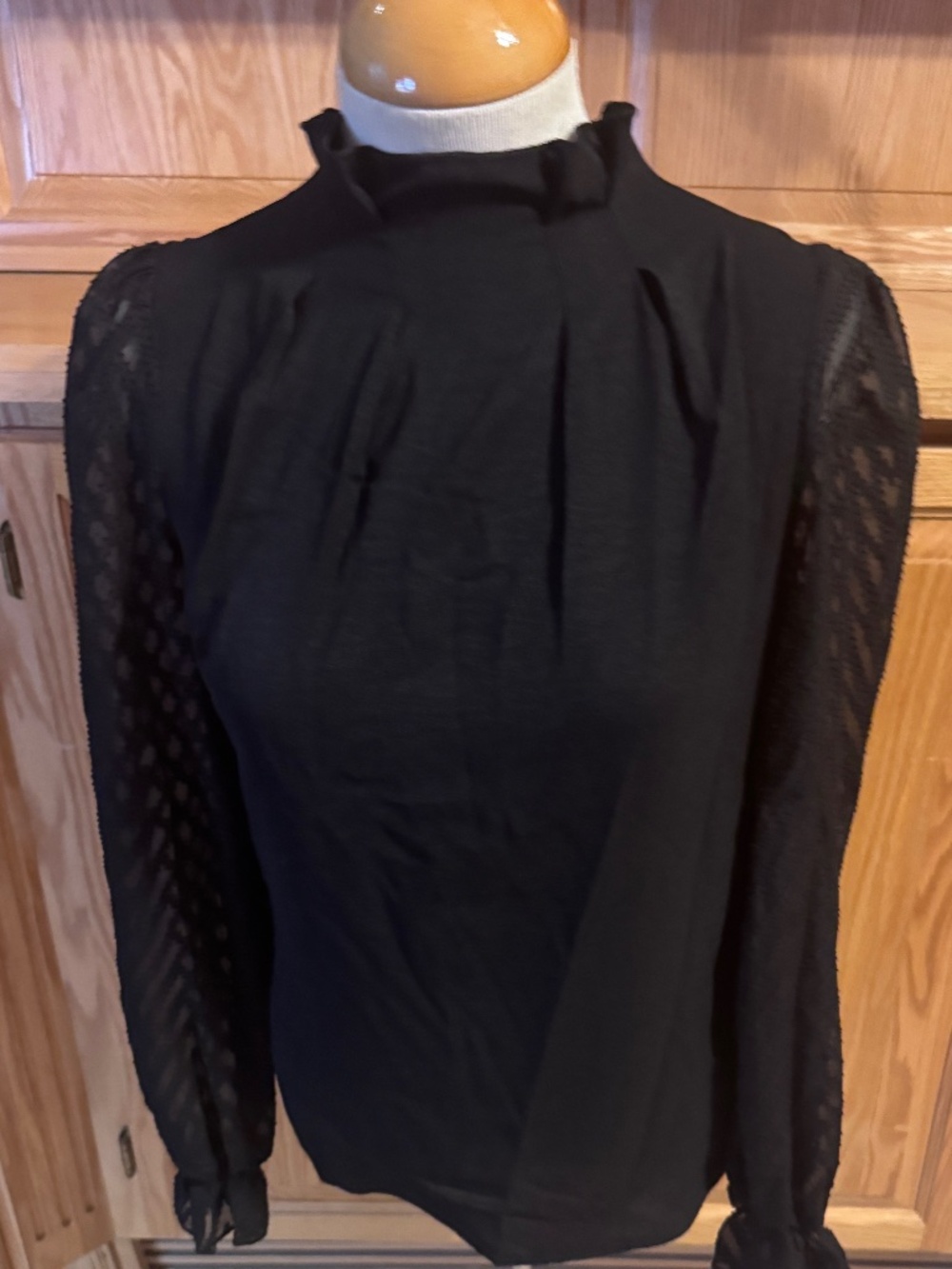 New Women's Shein Small Black Long Sleeve Turtleneck Blouse Classic Casual